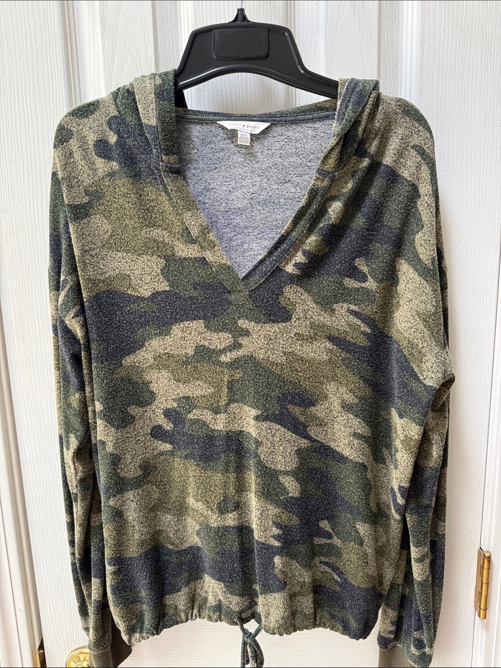 Lucky Brand Cloud Jersey Camo Hoodie Women’s Medium Lightweight Pullover